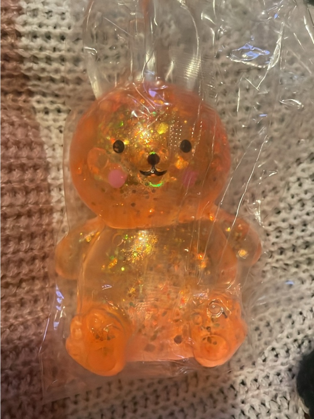 Orange Glitter Bunny Slow Rise Squishy